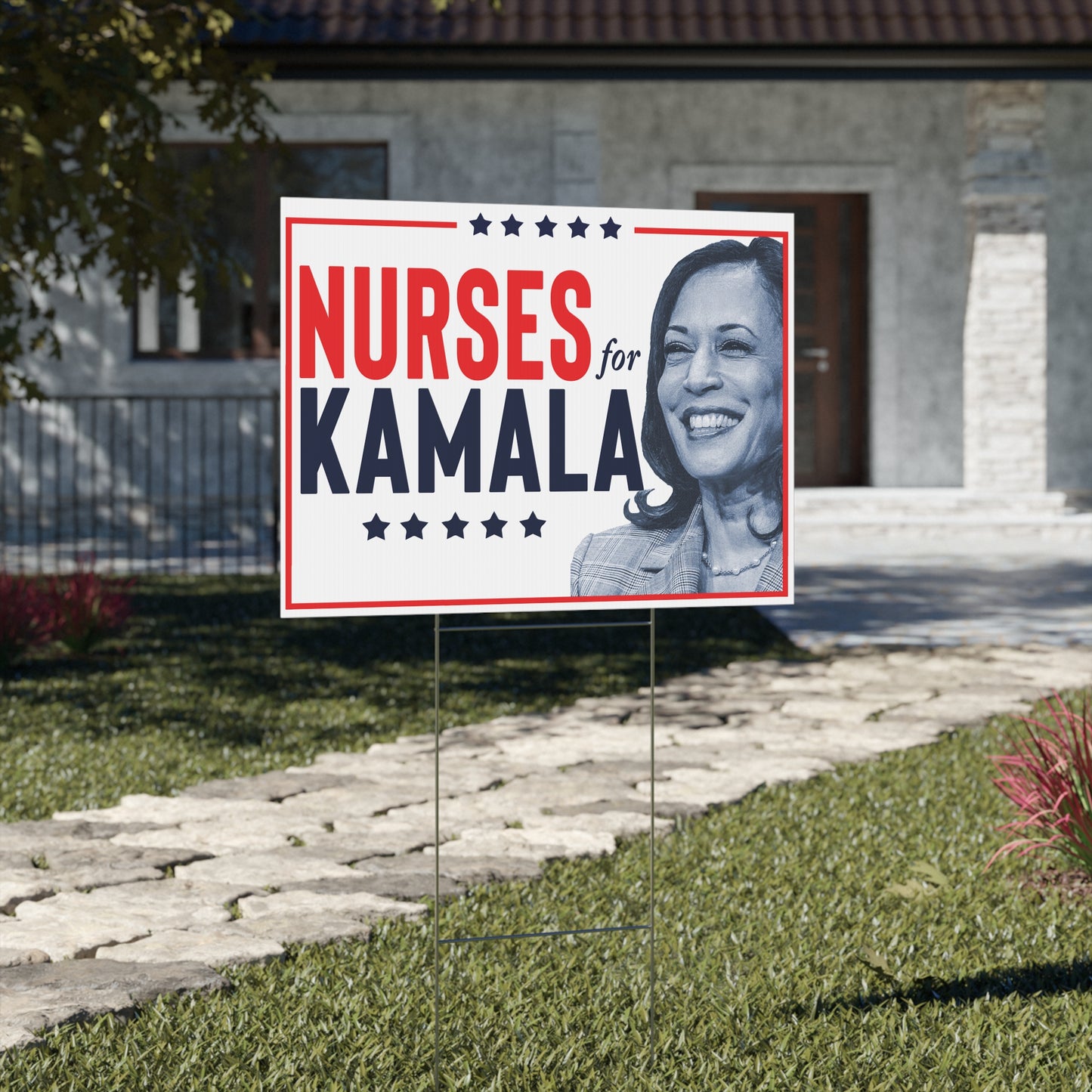 Nurses for Kamala, Harris Walz, Double Sided Yard Sign with Stand, Kamala Yard Sign, Lawn Sign 18" x 24", Harris Walz Yard Sign, RN Sign