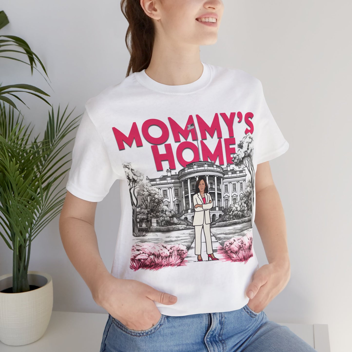 Kamala Mommy's Home Shirt, Kamala Shirt, Bella Canvas 3001 Unisex T-Shirt Vote Kamala Harris President, Kamala Pink White House, Kamala 2024