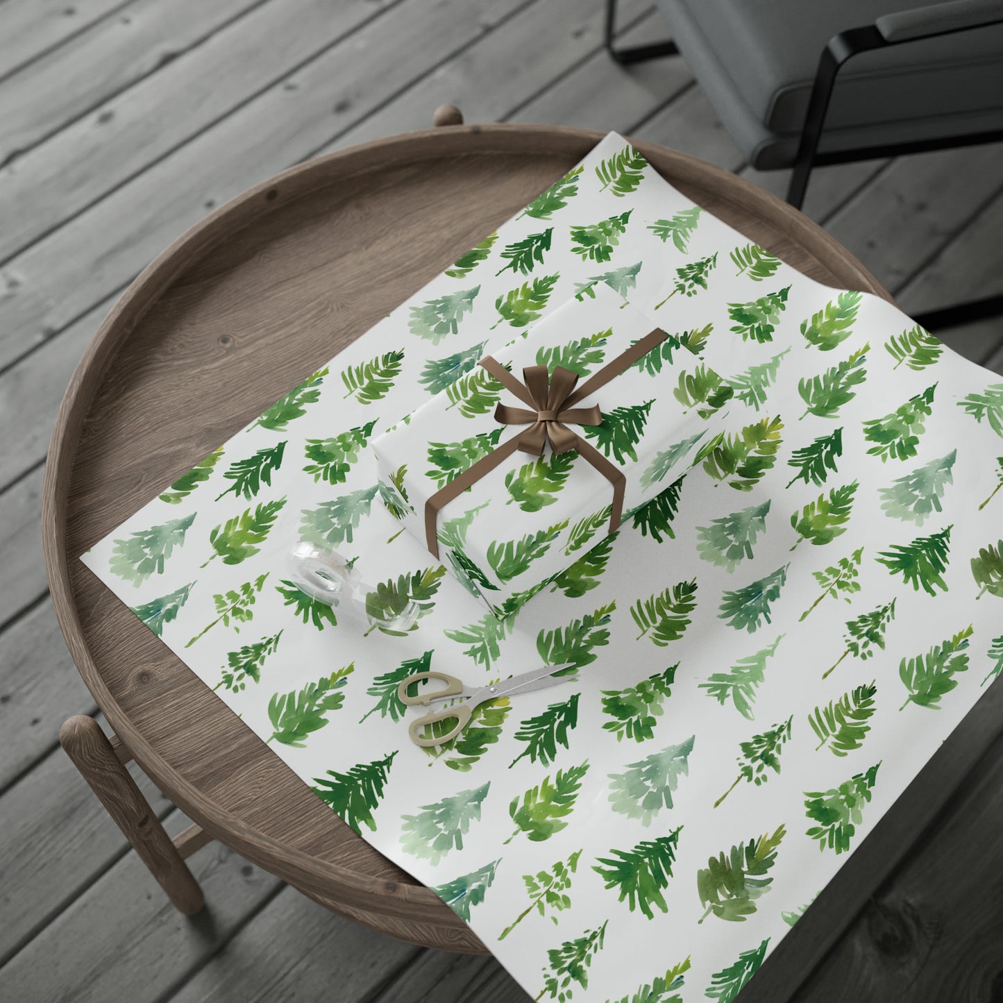 Gorgeous Green Pastel Trees Christmas Gift Wrap - Christmas Trees Wrapping Paper