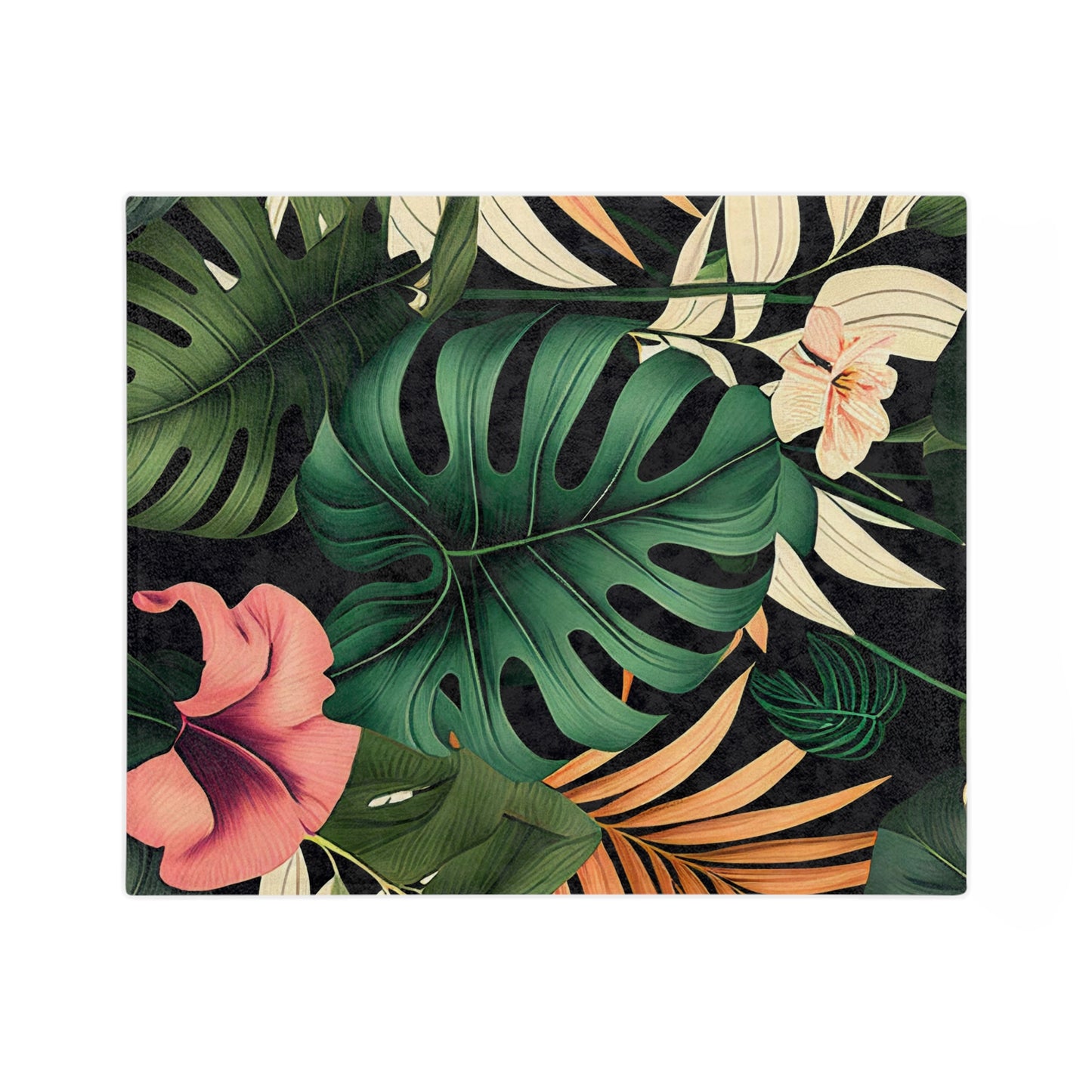 Terrific Tropical Monstera Leaf Pattern Throw Sofa Bed Blanket - Soft Thick Velveteen Minky Throw Blanket