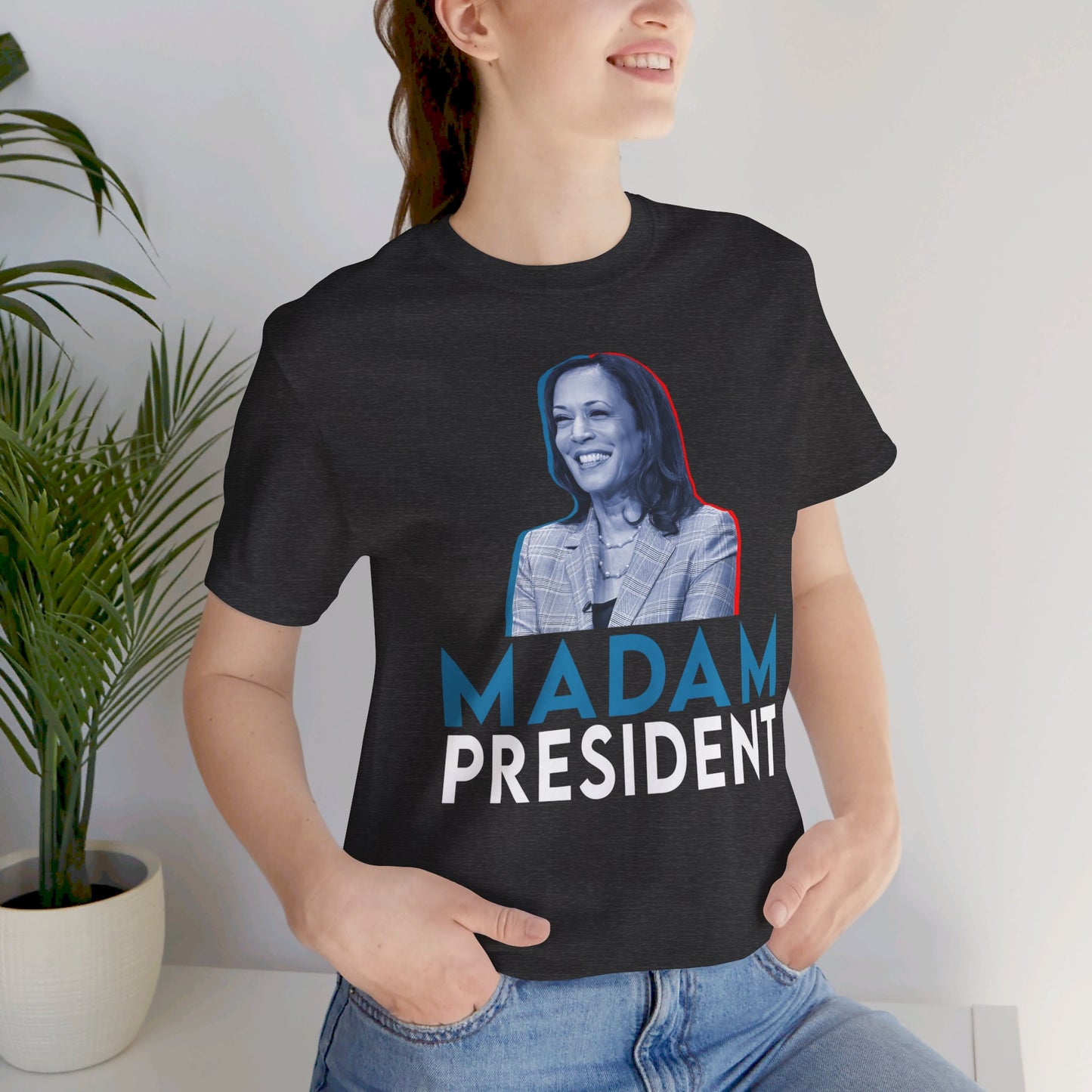 Madam President Kamala Harris, Bella Canvas 3001 Unisex T-Shirt, Kamala Shirt, Kamala DNC Shirt - Anti Trump, Democracy Shirt, Kamala Shirt