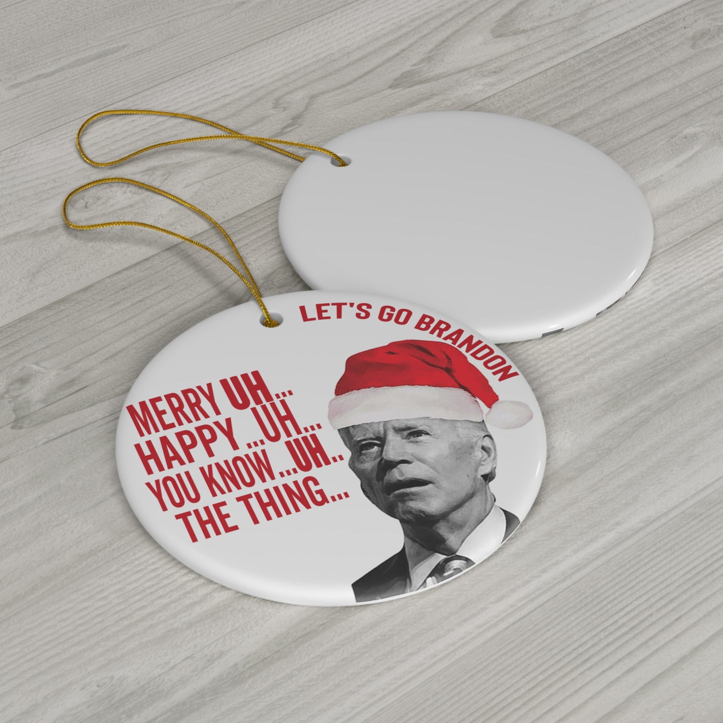 Funny Joe Biden Sleepy Joe Ornament Confused Biden Let's Go Brandon Christmas Ornament