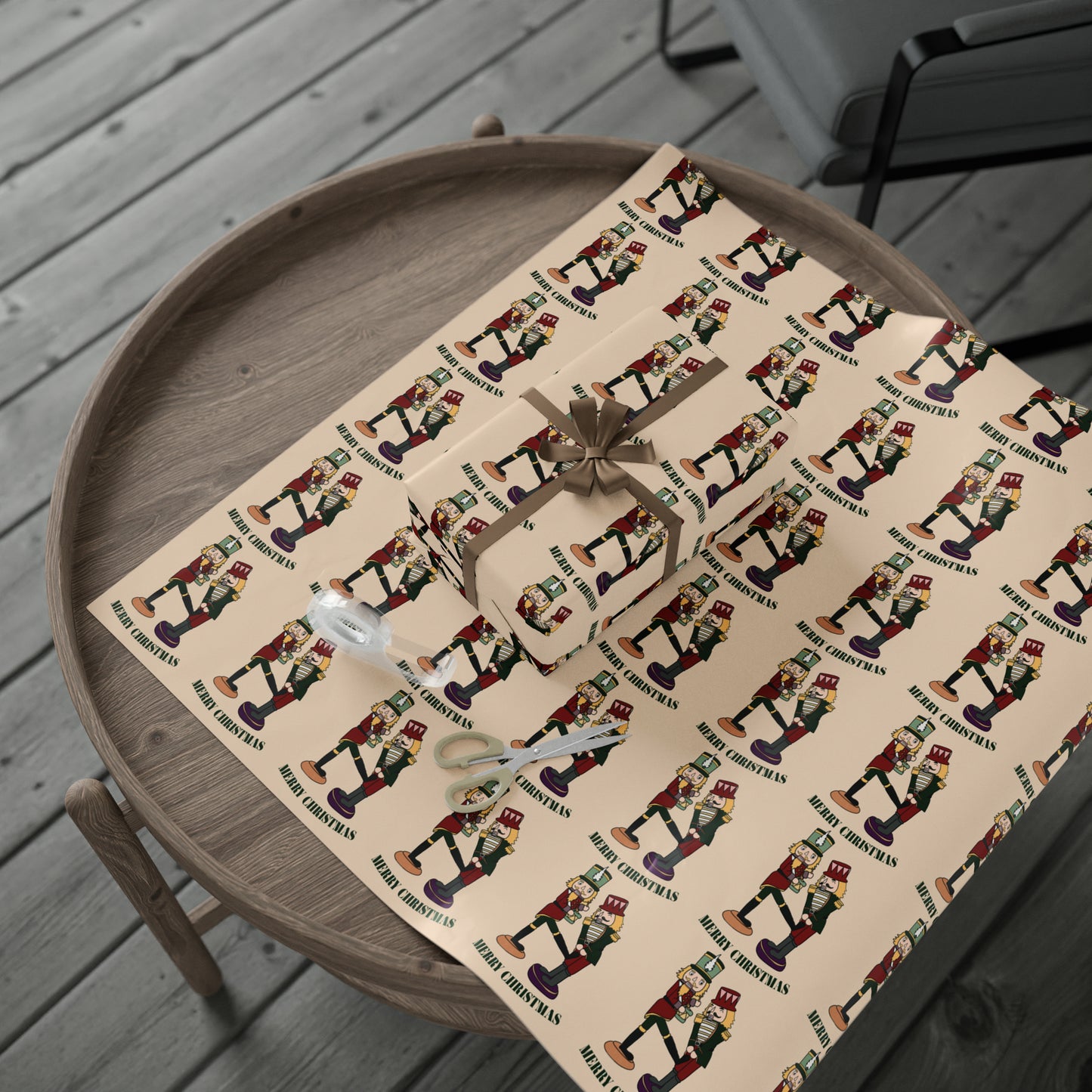Funny Christmas Nutcrackers Wrapping Paper Nutcracker Kicking Nutcracker Gift Wrap Christmas Gifts