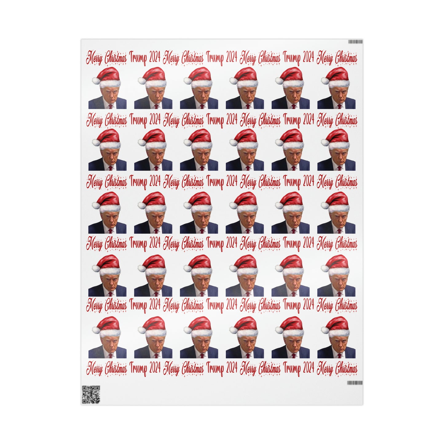 Santa Trump Mugshot Gift Wrap Merry Christmas Gift Wrap Trump 2024 Wrapping Paper
