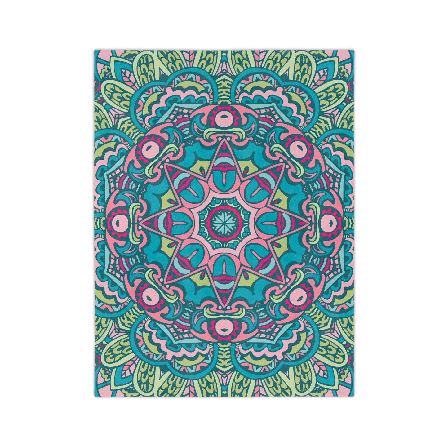 Glimmery Green Blue Purple Mandala Throw Sofa Bed Blanket - Soft Thick Velveteen Minky Throw Blanket