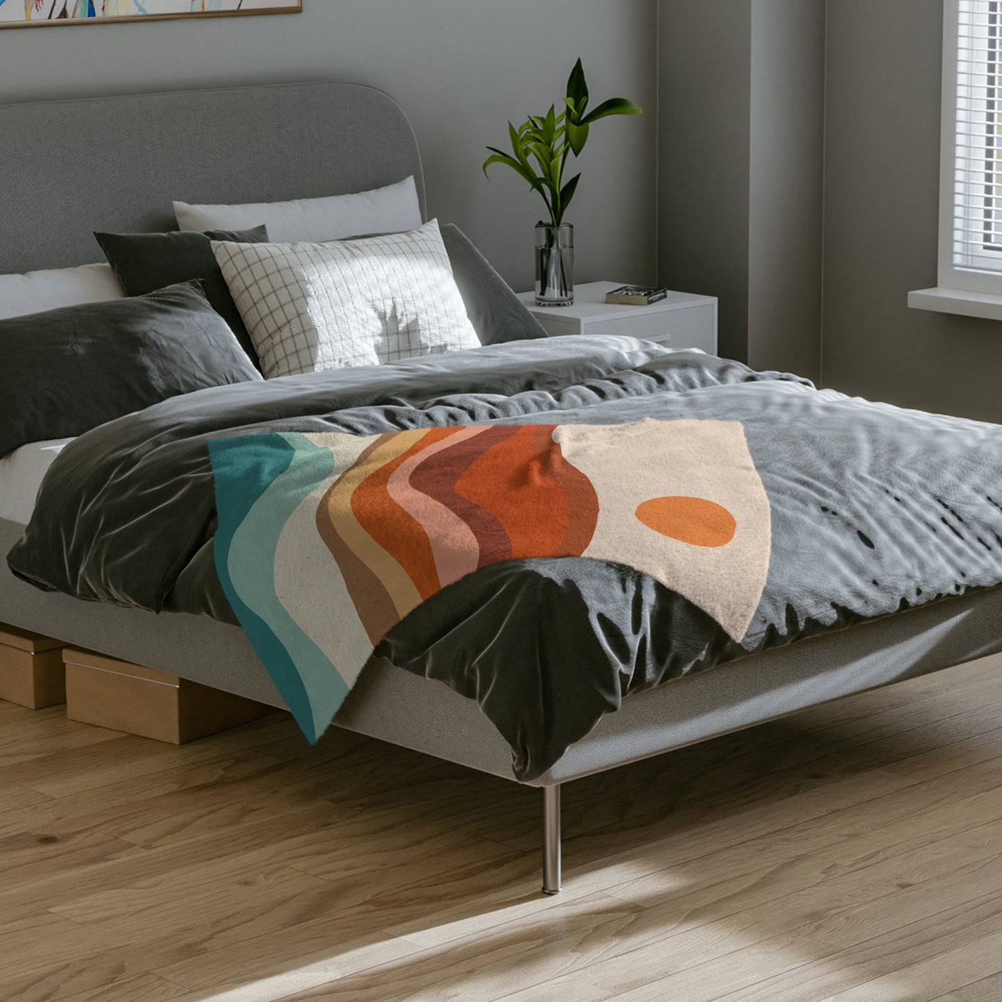Retro Style Mountain Sun Dunes Throw Sofa Bed Blanket - Soft Thick Velveteen Minky Throw Blanket