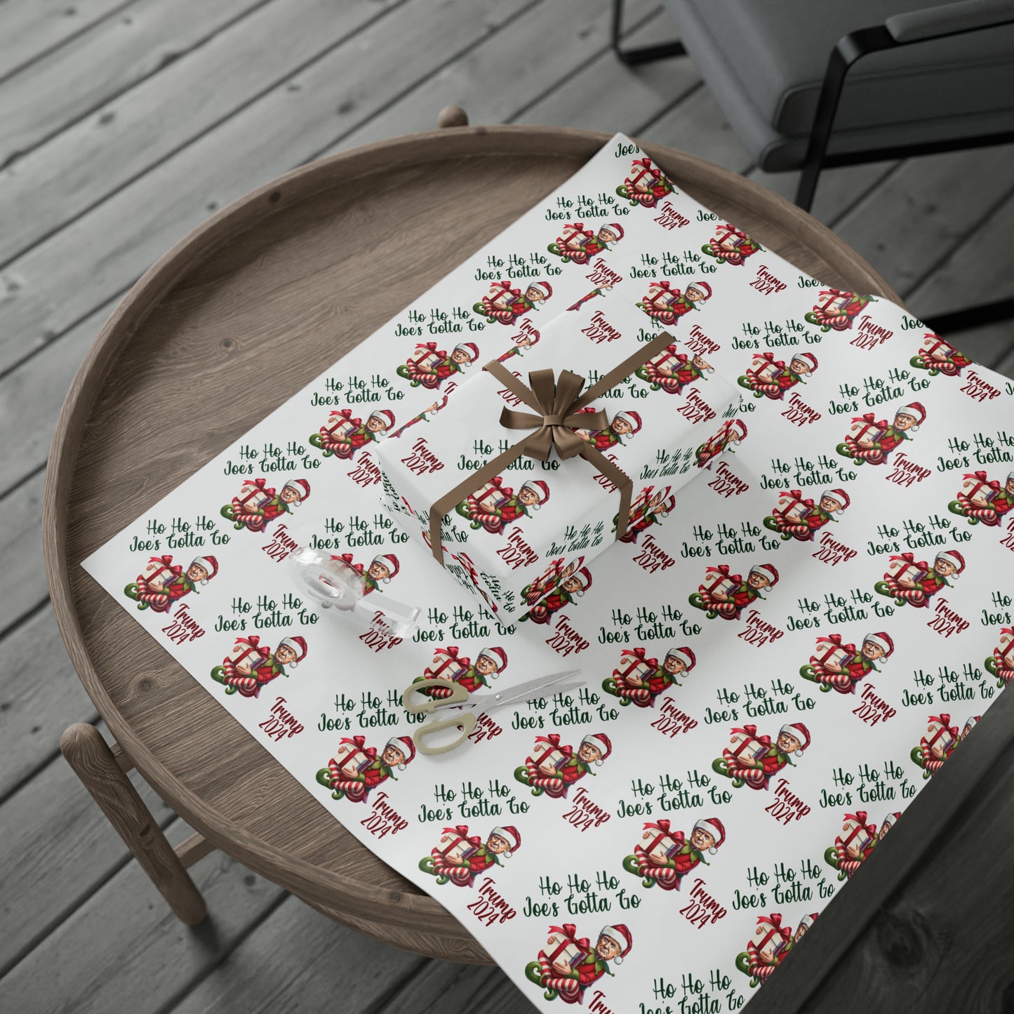 Trump Vs Biden Gift Wrap Christmas Gift Wrap Elf Trump 2024 Trump Elf Christmas Funny Gift Wrap Ho Ho Ho Joe's Gotta Go