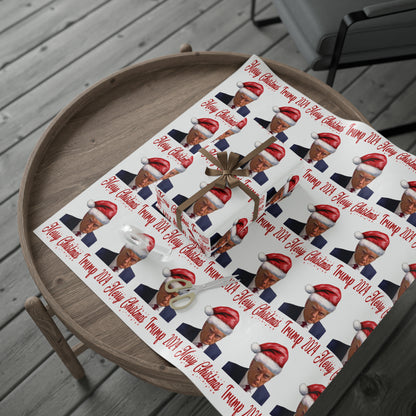 Santa Trump Mugshot Gift Wrap Merry Christmas Gift Wrap Trump 2024 Wrapping Paper