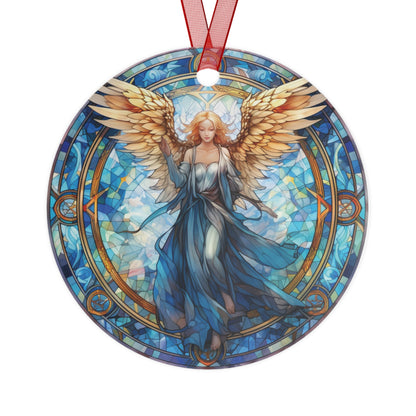 Heavenly Angel Stained Glass Style Ornament Lightweight Shaterproof Metal Ornaments Christmas Ornament Exchange Christmas Angel Ornament