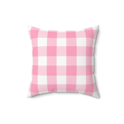 Pink White Plaid Pattern Print Spun Polyester Square Pillow Home Decor Pink Pillow
