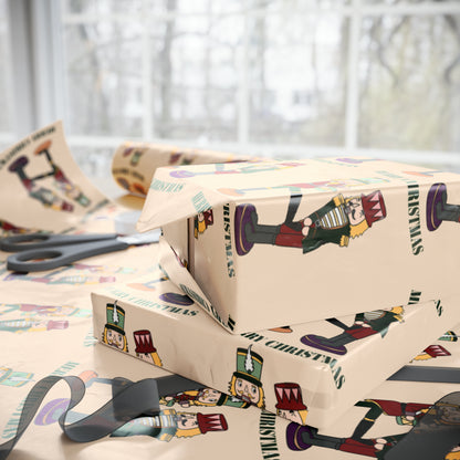 Funny Christmas Nutcrackers Wrapping Paper Nutcracker Kicking Nutcracker Gift Wrap Christmas Gifts