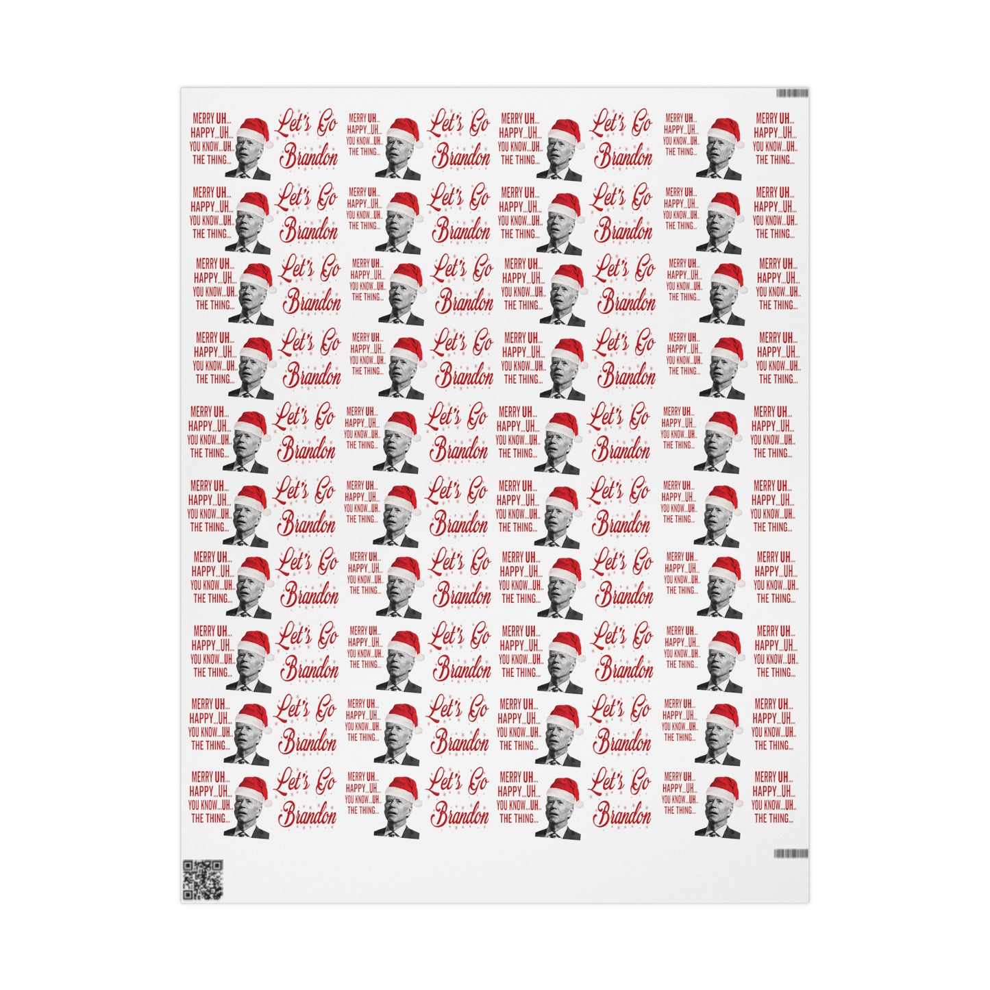 Funny Confused Biden Trump Christmas Wrapping Paper - MAGA Gift - Let's Go Brandon Pro Trump Wrapping Paper