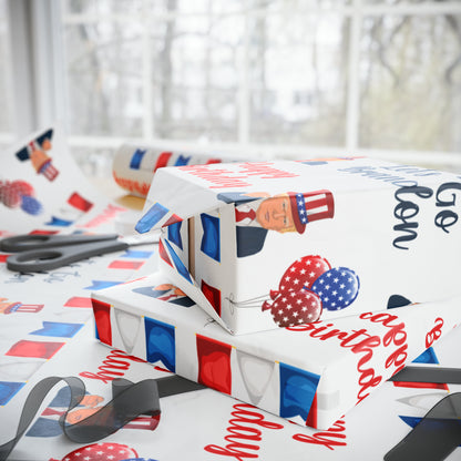 Top Trump Birthday Wrapping Paper for Gifts - Trump Maga Gift Let's Go Brandon Wrapping Paper