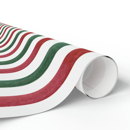 Watercolor Red Green Stripes Wrapping Paper for Gifts - Christmas Stripes Gift Wrap