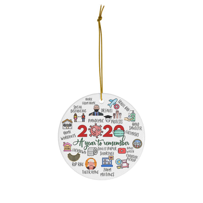 2020 Ornament - 2020 A Year to Remember - 2020 Rewind Gift Round Ceramic Ornament