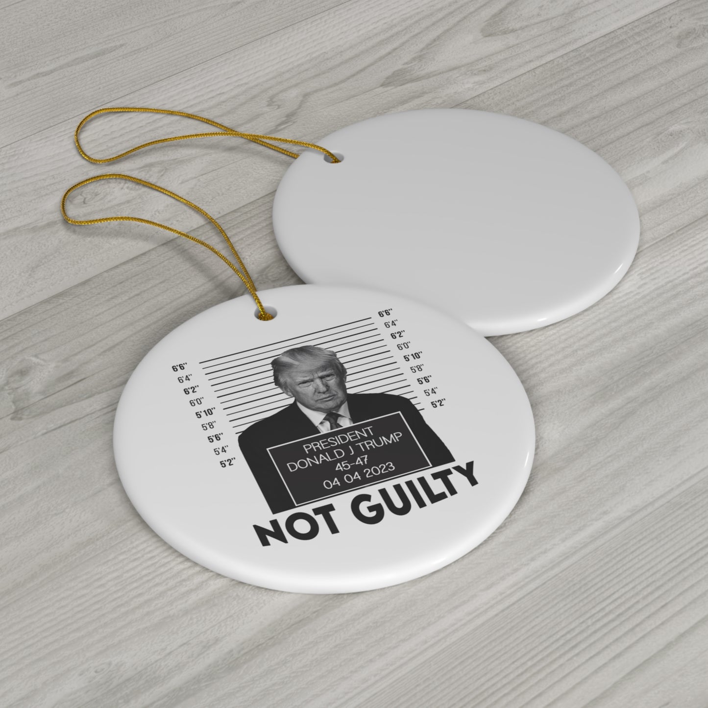 President Mugshot Trump Not Guilty 2023 Ornament Circle Ceramic Ornament