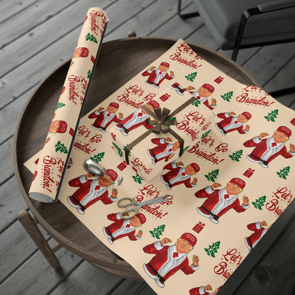 Funny Trump Christmas Wrapping Paper for Gifts - Let's Go Brandon Gift - Funny Santa Trump Wrapping Paper Christmas