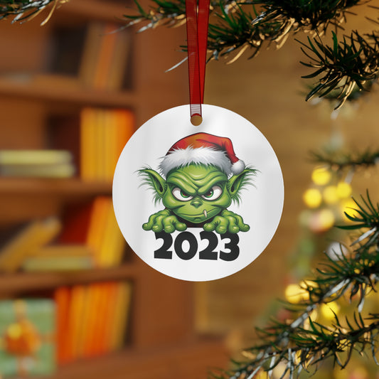 Cute Green Christmas Monster 2023 Ornament Lightweight Shaterproof Metal Ornaments Christmas Ornament Exchange Green Christmas Ornament