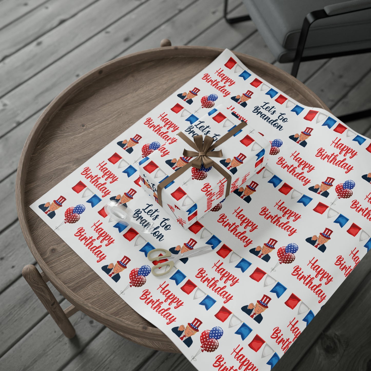 Top Trump Birthday Wrapping Paper for Gifts - Trump Maga Gift Let's Go Brandon Wrapping Paper