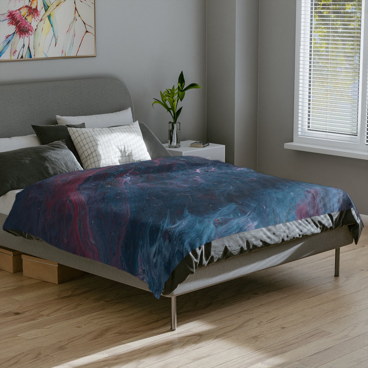 Amazing Acrylic Fluid Pattern Style Throw Sofa Bed Blanket  - Soft Thick Velveteen Minky Throw Blanket