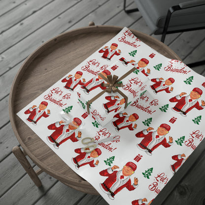 Jolly Trump Gift Wrap for Christmas - Joe Let's Go Brandon Gift - Santa Trump White Wrapping Paper