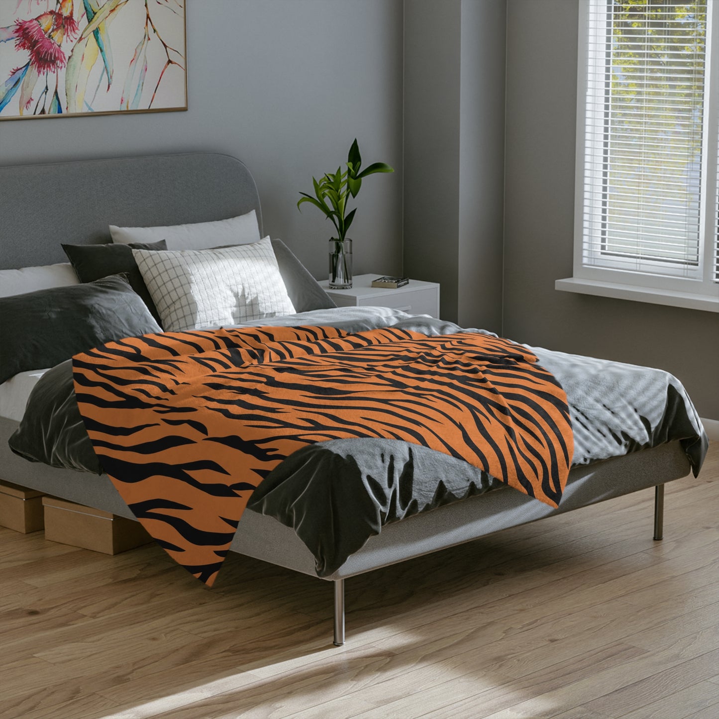 Terrific Tiger Stripe Theme Throw Sofa Bed Blanket Tiger Stripes - Soft Thick Velveteen Minky Throw Blanket