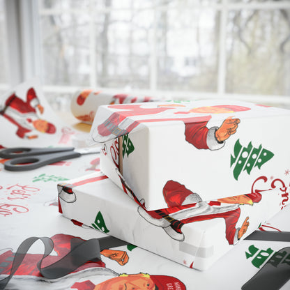 Jolly Trump Gift Wrap for Christmas - Joe Let's Go Brandon Gift - Santa Trump White Wrapping Paper