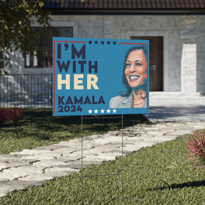 Support Kamala Harris 2024 Yard Sign with Stand, Kamala Sign, Vote Kamala, I'm With Her, Lawn Sign 18" x 24", Kamala Sign, President Kamala