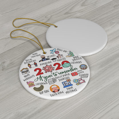 2020 Ornament - 2020 A Year to Remember - 2020 Rewind Gift Round Ceramic Ornament