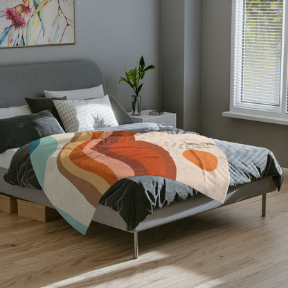 Retro Style Mountain Sun Dunes Throw Sofa Bed Blanket  - Soft Thick Velveteen Minky Throw Blanket
