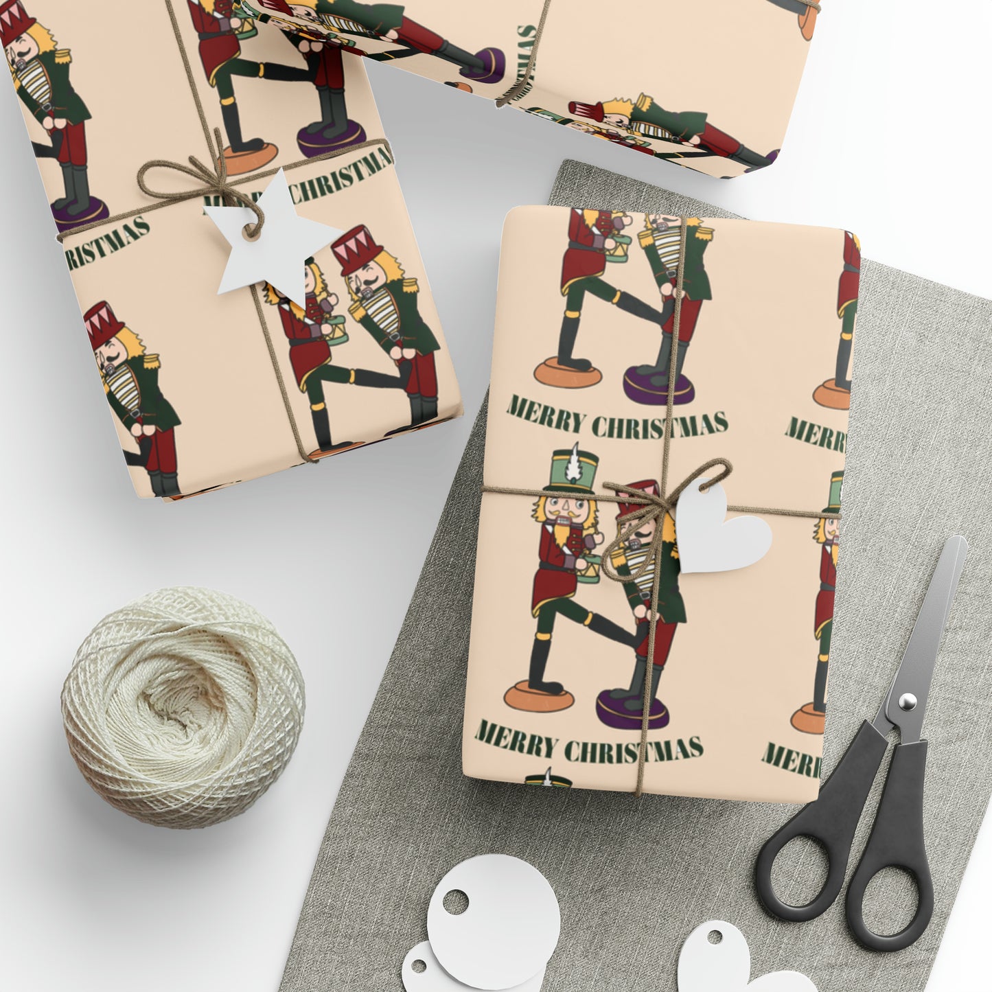 Funny Christmas Nutcrackers Wrapping Paper Nutcracker Kicking Nutcracker Gift Wrap Christmas Gifts