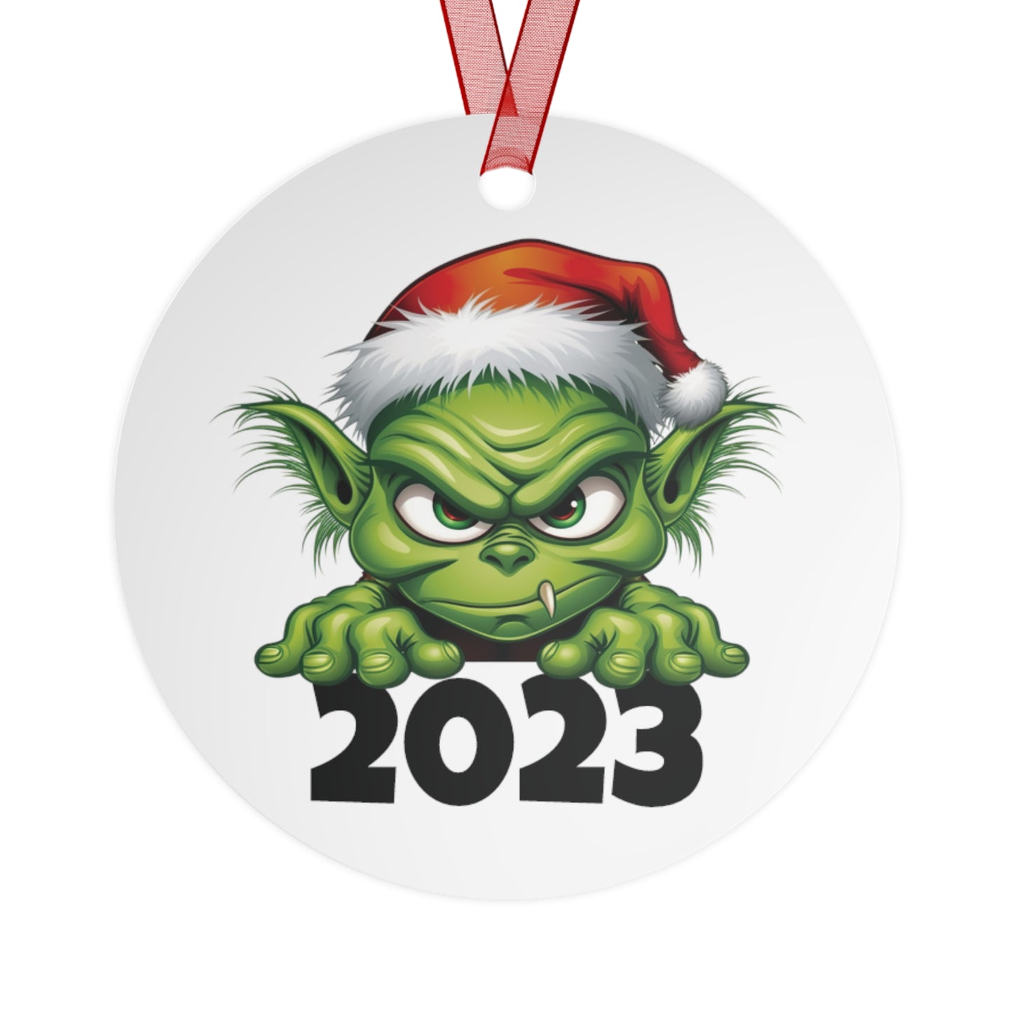 Cute Green Christmas Monster 2023 Ornament Lightweight Shaterproof Metal Ornaments Christmas Ornament Exchange Green Christmas Ornament
