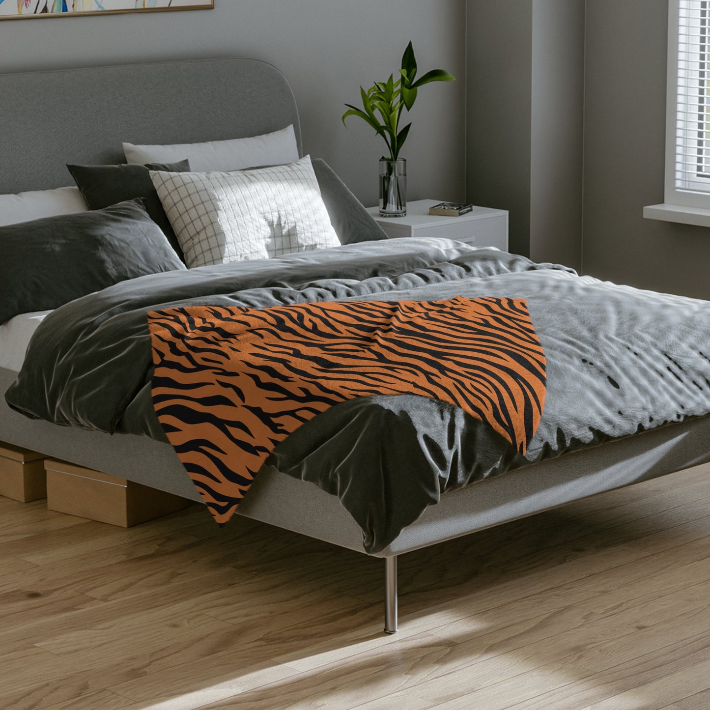 Terrific Tiger Stripe Theme Throw Sofa Bed Blanket Tiger Stripes - Soft Thick Velveteen Minky Throw Blanket