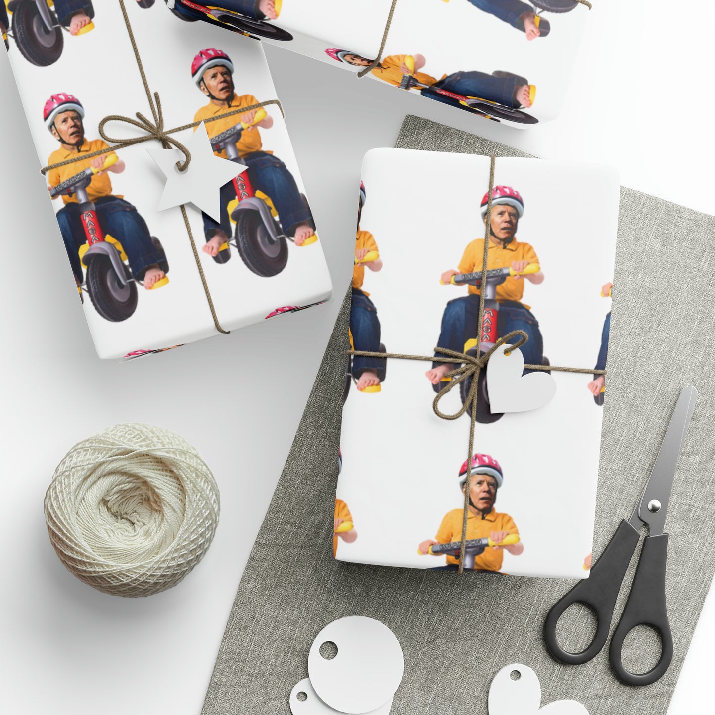 Toddler Biden Brandon Wrapping Paper - Funny Gift Wrap Biden Bike Gift Pro Trump Christmas Wrap