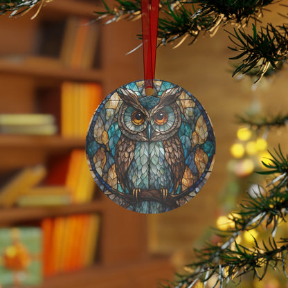 Stained Glass Style Owl Ornament Lightweight Shaterproof Metal Ornaments Christmas Ornament Exchange Decoration Christmas Owl Ornament
