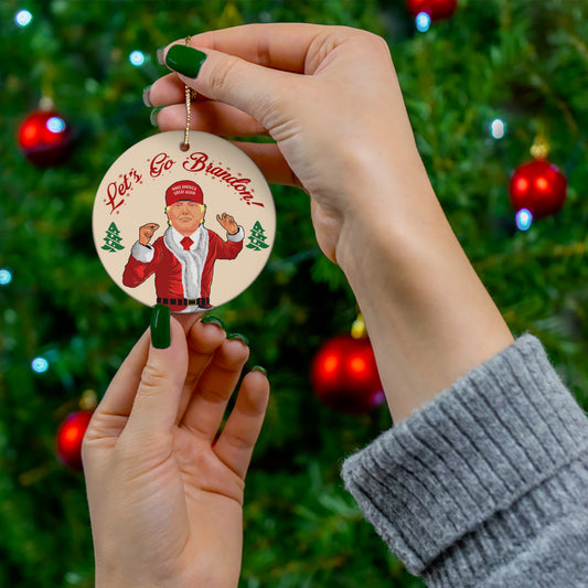 Funny Santa Trump Christmas Ornament - Let's Go Brandon Gift