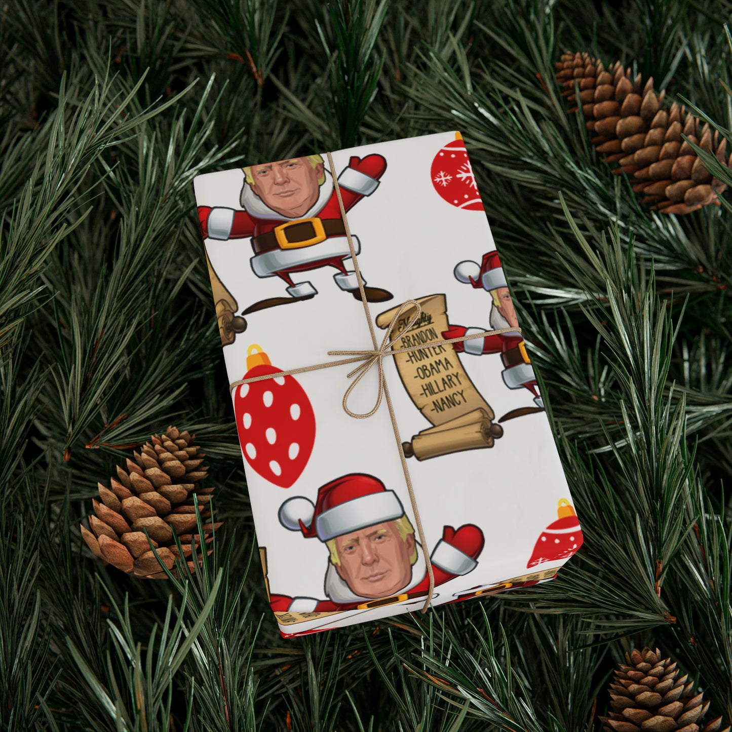 Great Santa Trump Wrapping Paper for Gifts - Trump's Naughty List Christmas Gift Wrap