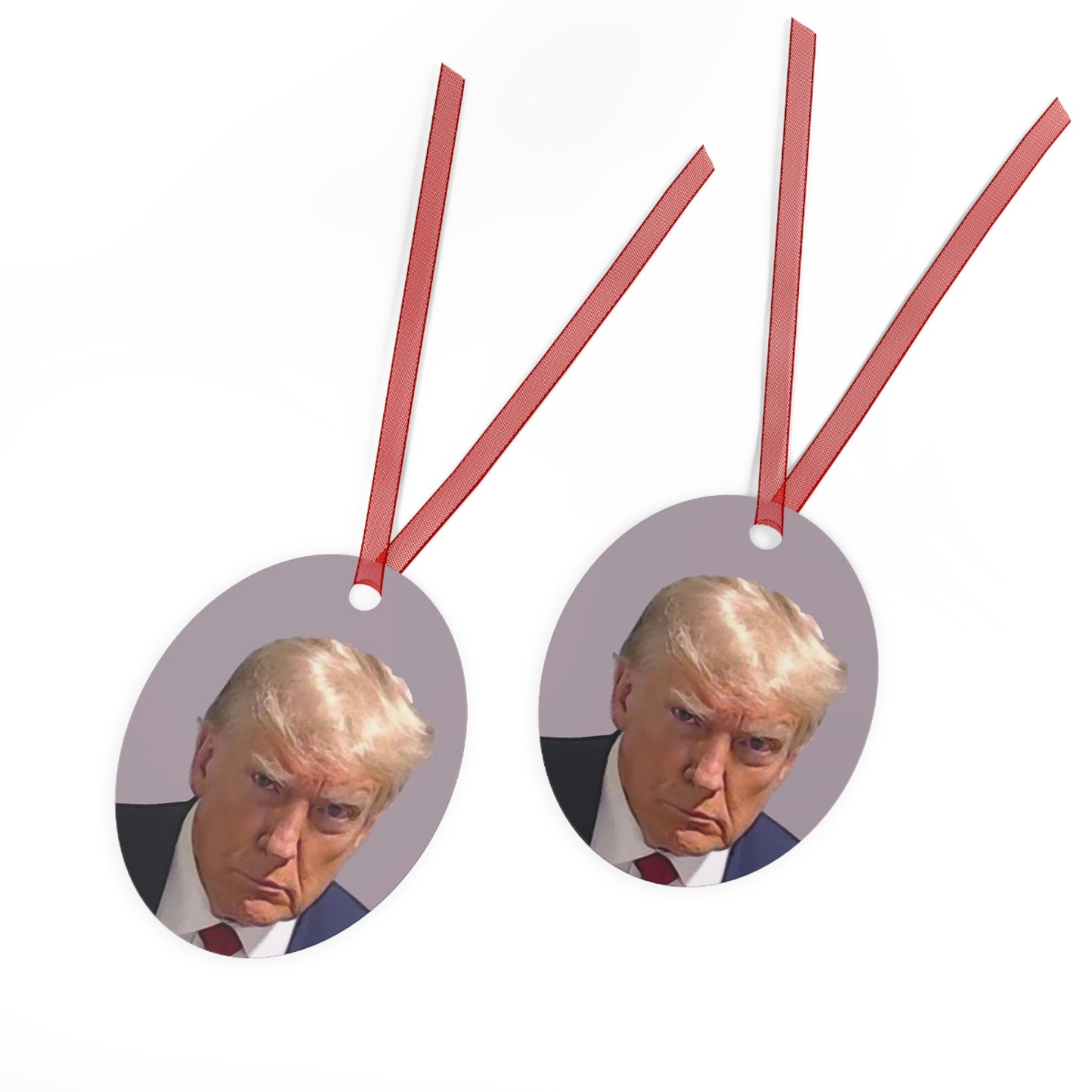 The Christmas Trump Mugshot 2023 Keepsake Metal Ornaments Double Sided