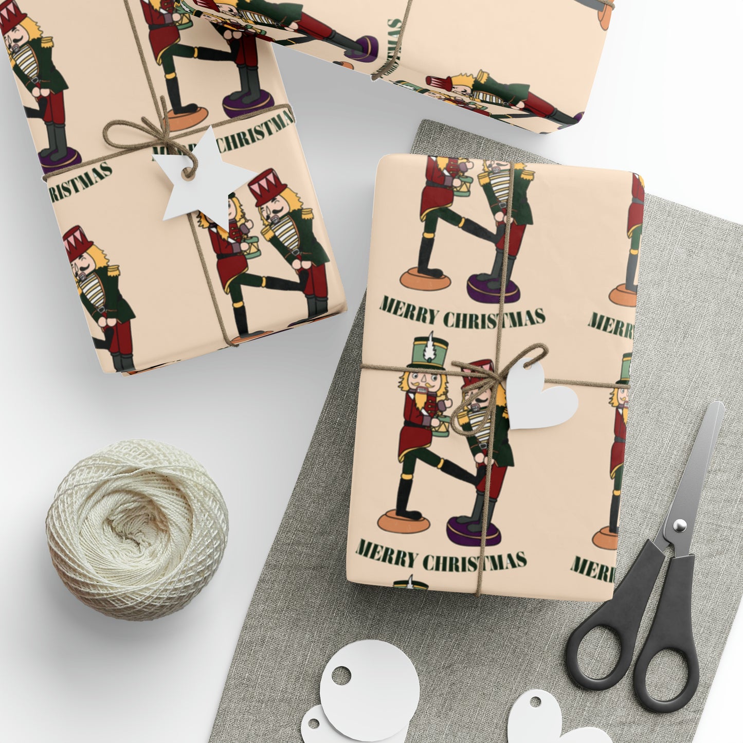 Funny Christmas Nutcrackers Wrapping Paper Nutcracker Kicking Nutcracker Gift Wrap Christmas Gifts