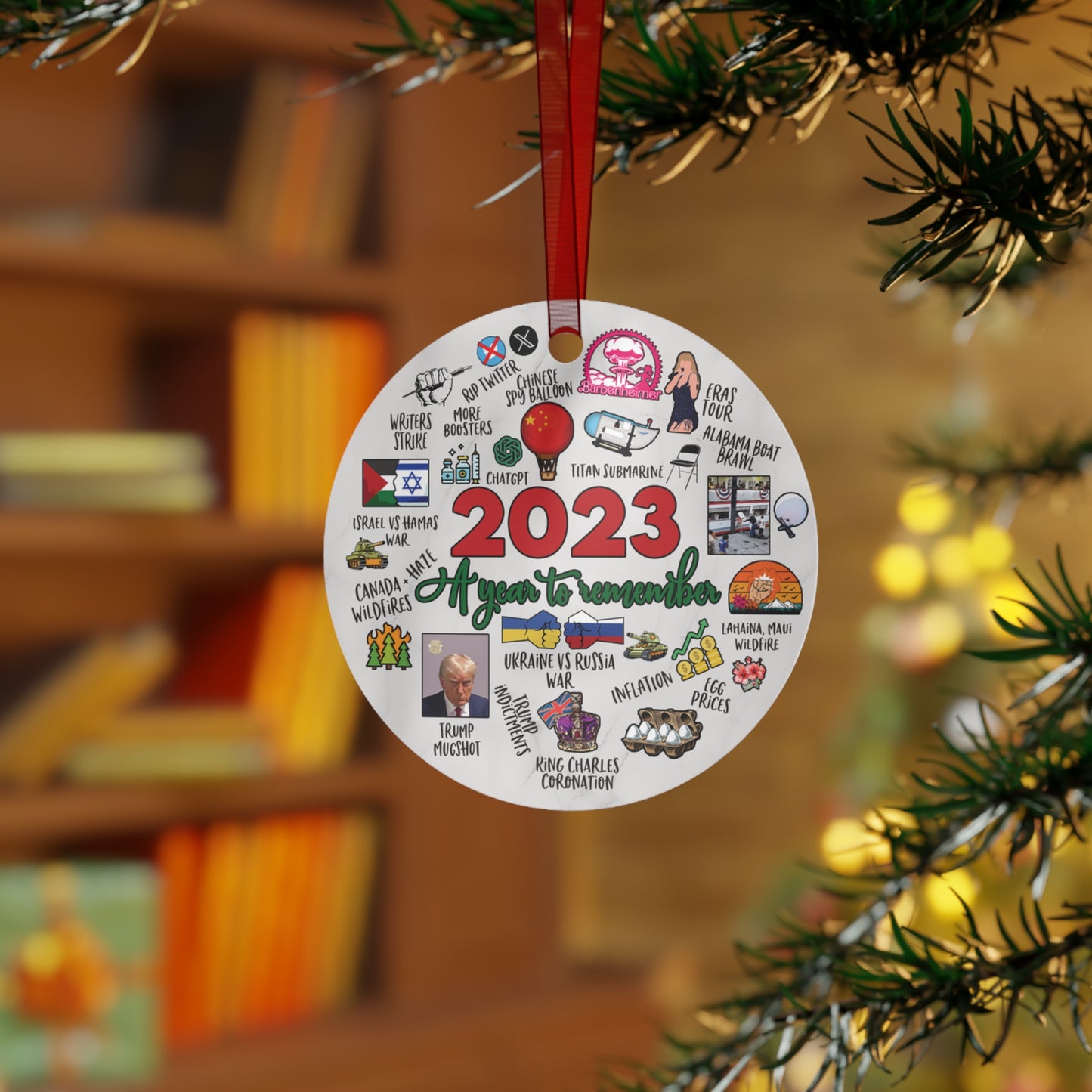 2023 Christmas Ornament 2023 Keepsake Ornament Lightweight Shaterproof Metal Ornaments Christmas Ornament Exchange Commemorative Ornament