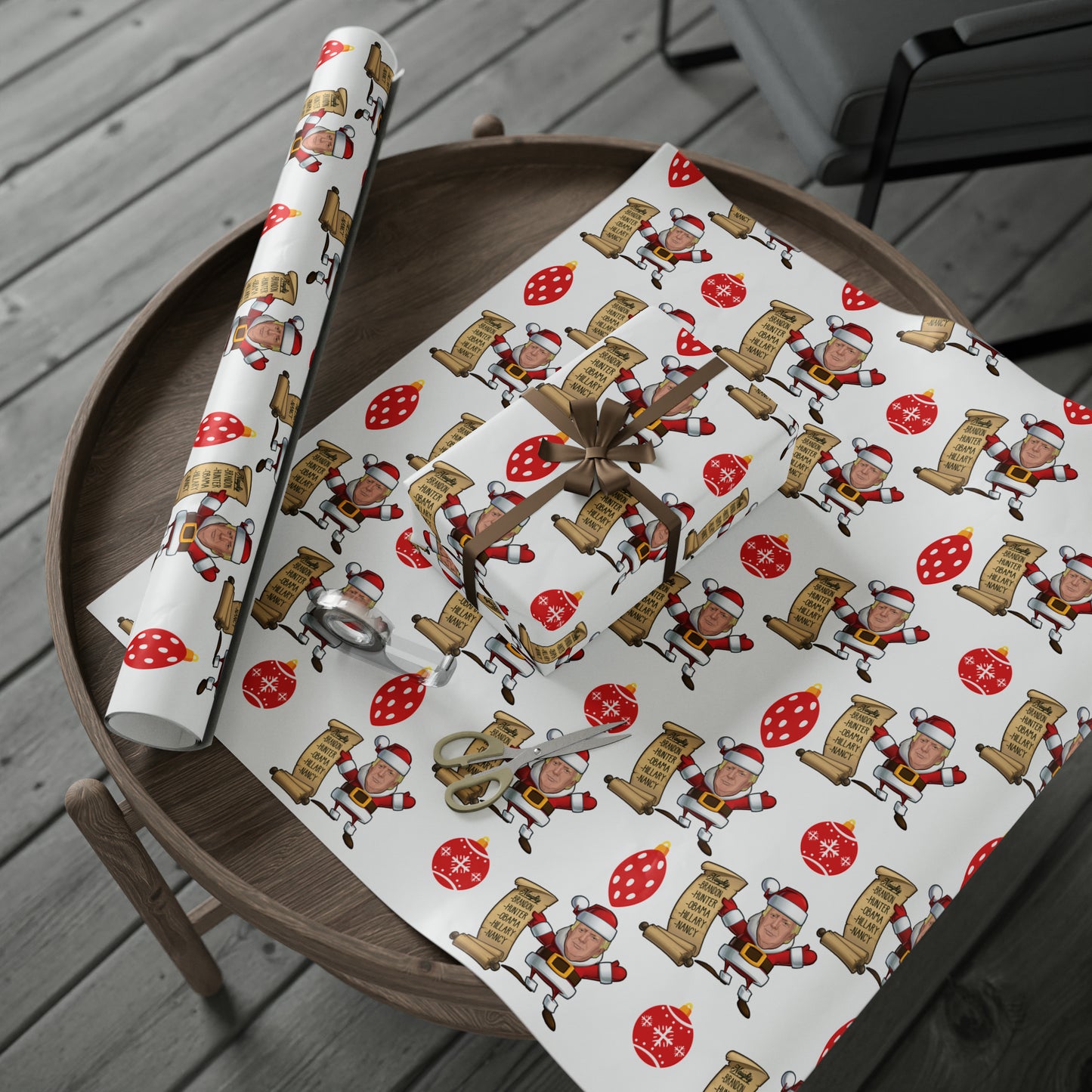 Great Santa Trump Wrapping Paper for Gifts - Trump's Naughty List Christmas Gift Wrap