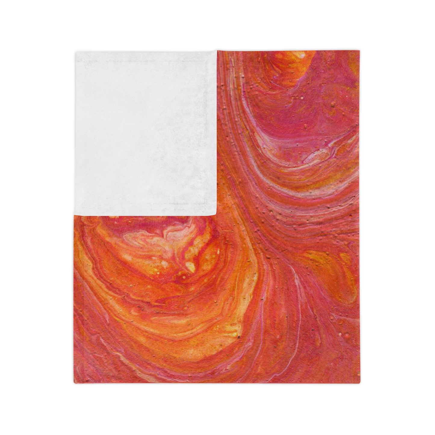 Orange Pink Hues Acrylic Fluid Pattern Style Throw Sofa Bed Blanket - Soft Thick Velveteen Minky Throw Blanket