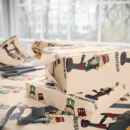 Funny Christmas Nutcrackers Wrapping Paper Nutcracker Kicking Nutcracker Gift Wrap Christmas Gifts