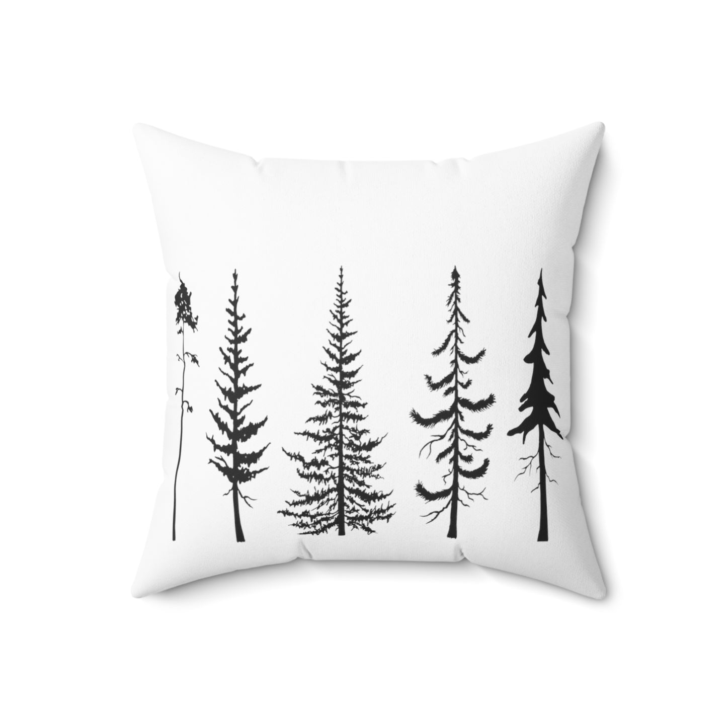 Hiking Pillow Pine Trees Sihoulette Evergreen Trees Print Spun Polyester Square Pillow