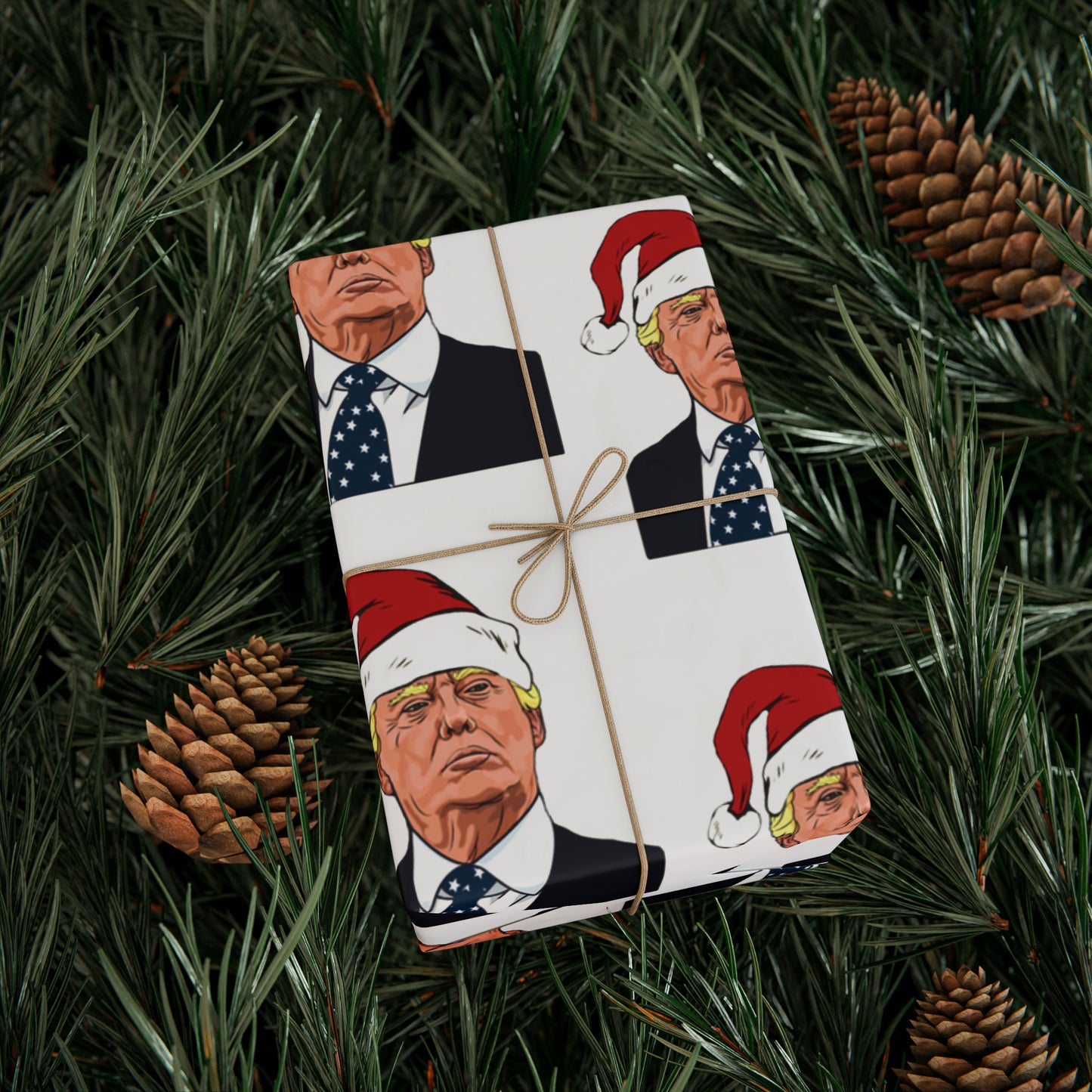 Santa Trump Wrapping Paper for Gifts - Pro Trump Christmas Gift Wrap Christmas Trump 2024 Santa Hat