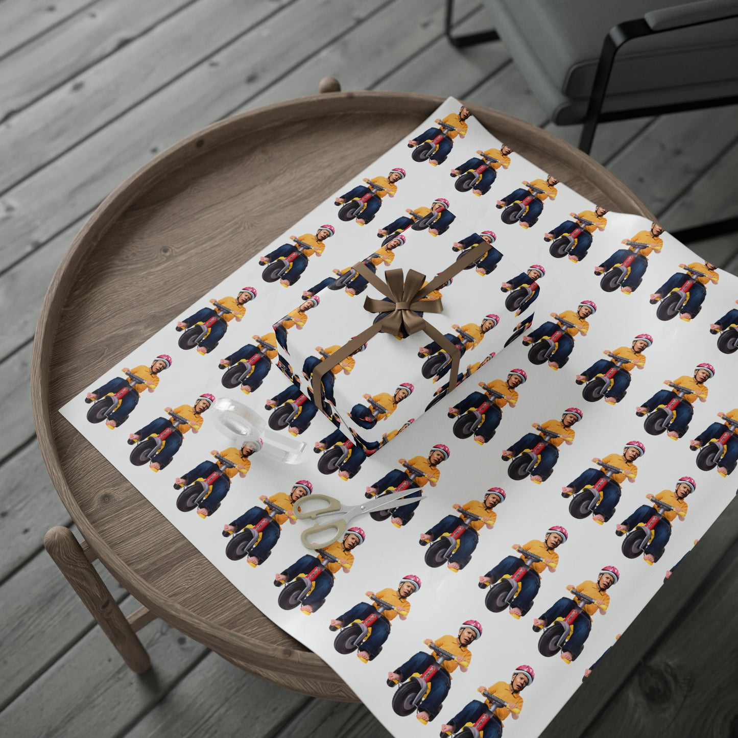 Toddler Biden Brandon Wrapping Paper - Funny Gift Wrap Biden Bike Gift Pro Trump Christmas Wrap