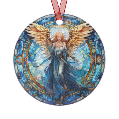 Heavenly Angel Stained Glass Style Ornament Lightweight Shaterproof Metal Ornaments Christmas Ornament Exchange Christmas Angel Ornament