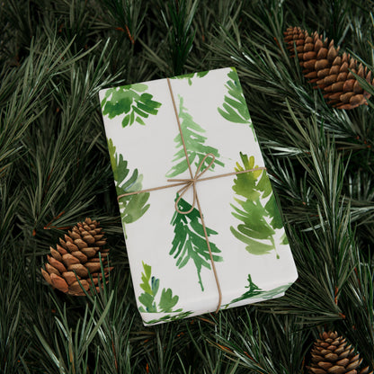 Gorgeous Green Pastel Trees Christmas Gift Wrap - Christmas Trees Wrapping Paper
