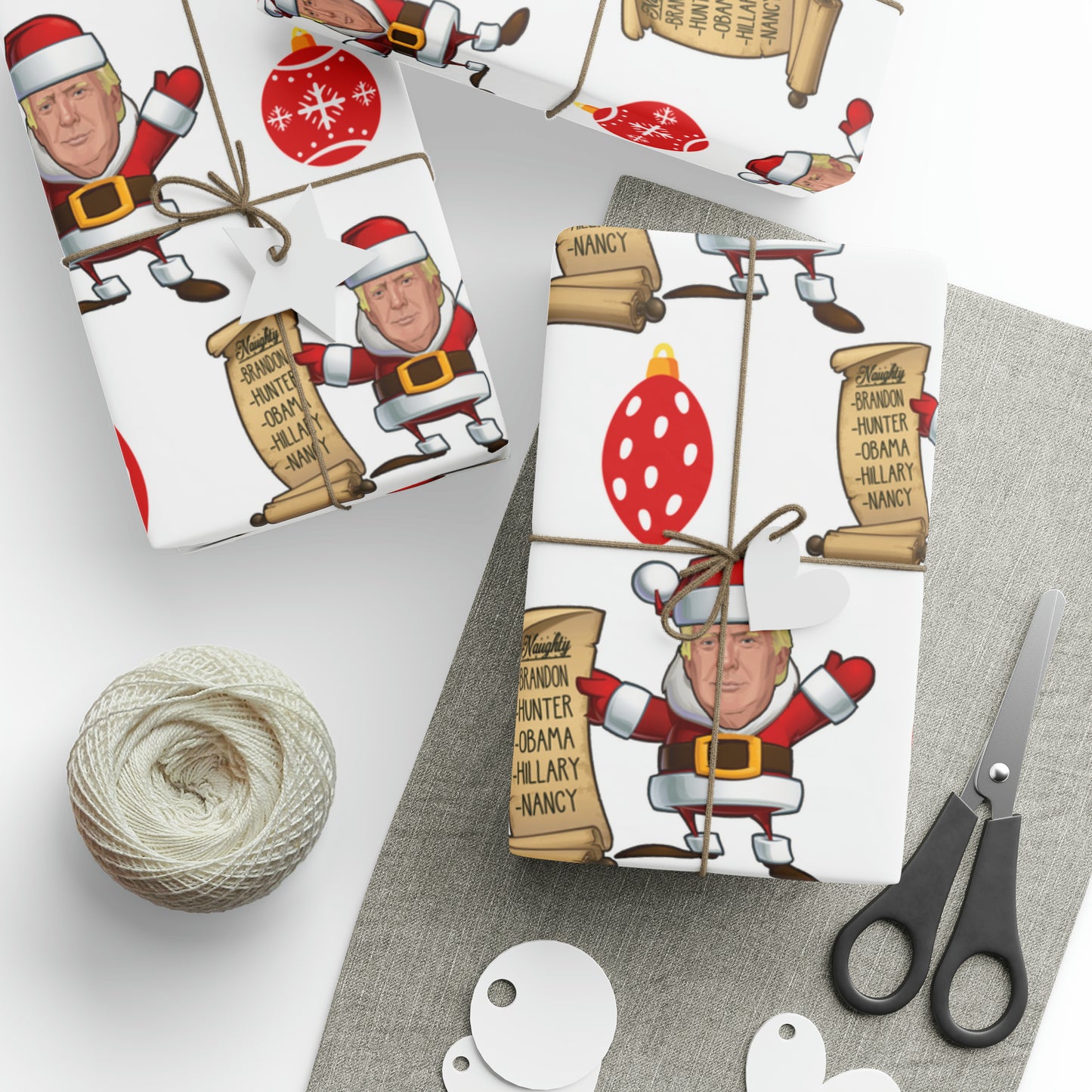 Great Santa Trump Wrapping Paper for Gifts - Trump's Naughty List Christmas Gift Wrap