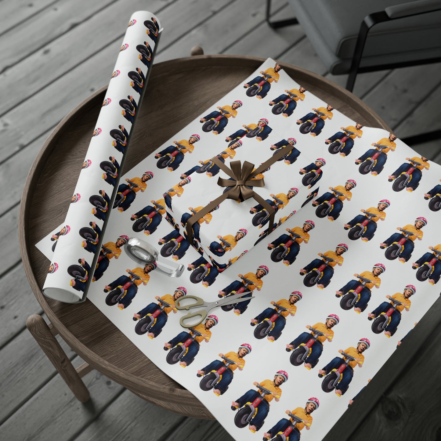 Toddler Biden Brandon Wrapping Paper - Funny Gift Wrap Biden Bike Gift Pro Trump Christmas Wrap